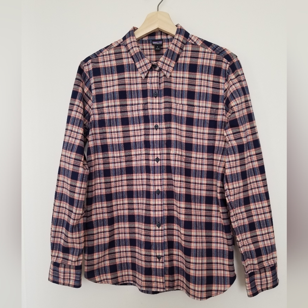 Patagonia Button Up Shirt Womens Small Multicolor Plaid 100% Organic Cotton